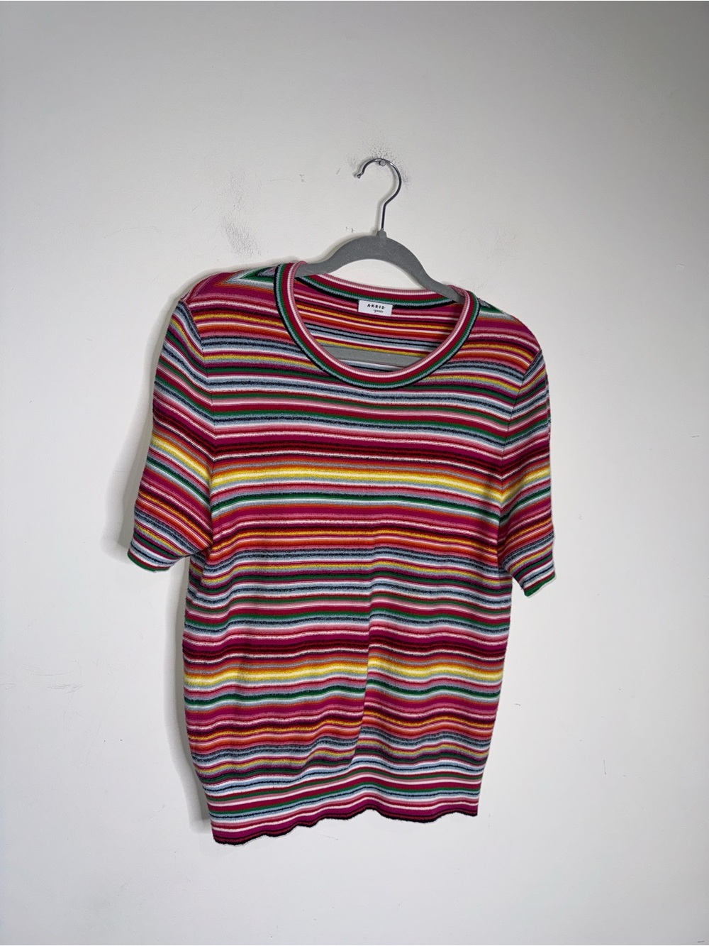 Akris Punto Short-sleeved Striped Knit Multicolor Top - Picture 2 of 9